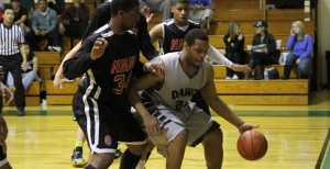 Romell Bateman, a sophomore from Newark, NJ, dribbles in for two points during the Bulldogs matchup with NMMI Monday night. ENTERPRISE PHOTO / ROGER ESTLACK