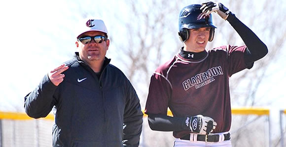 Bronco Coach Elam gives Caleb Cobb last minute instructions while on third base during Clarendon’s scrimmage with Memphis last Saturday. PHOTO BY ALICE COBB