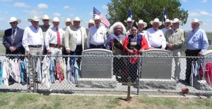 Those attending the dedication of the Goodnight Texas Ranger / Masonic Cross were Jim Gillespie, Captain Carl Weathers, Brantley Foster, Jamie Downs, Phil Ryann, Alvin Schmidt, Jack Morton, Senior Captain Lefty Block, Benny Tahmahkera, Dick Johnson, Marla Nauni, Captain James Wright, Joe Davis, Kevin Johnson, Captain Jerry Bryne, and Ralph Wadesworth. Courtesy Photo / Cheryl Johnson