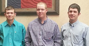 Panhandle Livestock Association scholarship recipients from Clarendon College were Kuley Duke, Caleb Urbanczyk, and Zakary Maddux. PLA Photo / Lindy Craft