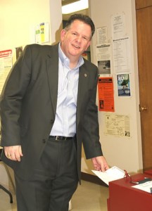 Dr. Robert Riza was one of the Donley County primary voters casting ballots on the first day of early voting last Tuesday. Early voting continues through this Friday, and election day will be next Tuesday. Enterprise Photo / Roger Estlack