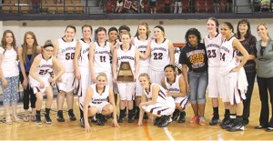 The Clarendon Lady Broncos capped off a great 2013-2014 basketball season as the runners-up at the regional tournament last Saturday afternoon at South Plains College in Levelland, following a close game to Plains. The girls beat Sundown the day before and Sunray last Tuesday in playoff action. Complete details of the regional tournament are published this week. Congratulations, Ladies, on a great season! Enterprise Photo /Roger Estlack