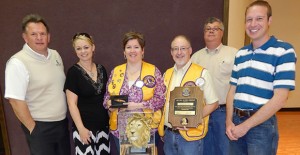 Members of the Clarendon Lions Club were recognized for their service during the District 2-T1 Convention last Saturday. Shown here are Lion Robert Riza, Lion Chandra Eggemeyer, Boss Lion Ashlee Estlack, Lion Roger Estlack, District Governor Ryan Hodge, and Lion Jacob Fangman. Wellington Leader Photo / Bev Odom