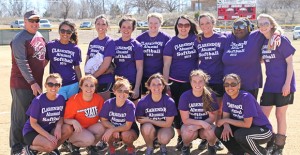 Fourteen former Lady Broncos returned last Saturday to play in the Annual Alumni game. The Lady Broncos defeated the Alumni 20-4. Pictured above is Coach Gary Jack, Brandi Mays, Emily Clark, Danielle Ford, Audra Thomas, Elissa Holland, Caitlyn Christopher, Dominique Mason, Jency Burton, Jenci White, Kristin Henderson, Janae White, Macy Shadle, Haley Ferguson, and Trevela Pennix. Enterprise Photo / Tara Allred