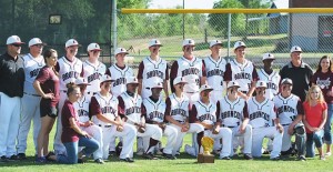 Bronco Baseball earns District Championship Title, Tuesday, April 21st at home against Kress. Enterprise Photo / Alice Cobb