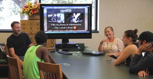 Dusty and Nikki Green share their world videos with Clarendon College students last Tuesday in the Vera Dial Dickey Library. Enterprise Photo / Roger Estlack