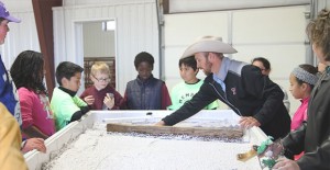 Hall County Extension Agent Josh Brooks puts on a demonstration for local and area fifth graders last week during Ag Literacy Day. Enterprise Photos / Tara Allred