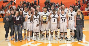 The Clarendon Broncos won the Bi-District Championship against the Gruver last Tuesday night in Amarillo. The Broncos defeated the Greyhounds, 71-47. Enterprise Photo / Roger Estlack