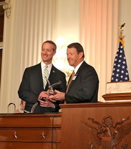 US Rep. Mac Thornberry (left) receives the Col. Arthur T. Marix Congressional Leadership Award recently.  Photo by Nicholas Mikulav