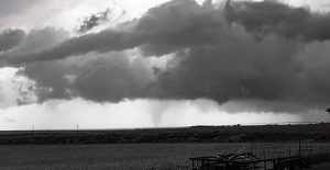 A large wedge-shaped tornado goes north of Howardwick Sunday afternoon and was photographed by North East of Clarendon looking West by Felicia Powell.