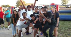 Clarendon College students pose for the camera during the Back To School Bash Monday evening. The college’s fall semester got underway Tuesday, and late registration continues through August 31. Enterprise Photo / Roger Estlack