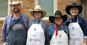 Members of the C Bar C Chuckwagon Team smile after being named the first team to win three consecutive championships in the 22 year history of the Col. Charles Goodnight Chuckwagon Cookoff last Saturday at the Saints’ Roost Museum. Courtesy Photo / Sandy Skelton
