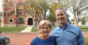 US Rep. Mac Thornberry (R-Clarendon) and his wife, Sally, smile in front of the Donley County Courthouse Tuesday afternoon after casting their ballots in the 2016 election. For complete local election results, pick up next week’s Enterprise or visit ClarendonLive.com. Enterprise Photo / Roger Estlack