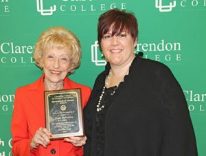 CC Distinguished Alumna Ruth Robinson with Ex-Students President Ashlee Estlack. Enterprise Photo